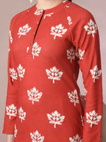 Thumbnail for Myshka Women's Rust Printed Round Neck Party Top With Skirt Co-ord set - Distacart