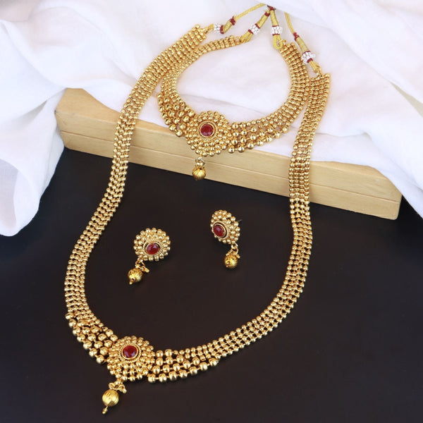 18K Gold Plated Traditional Style Choker Necklace Jewellery Set for Women/Girls - Wahe Jewels