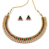 Thumbnail for Gold Plated Traditional White Choker Necklace Jewellery Set For Women/Girls - Wahe Jewels