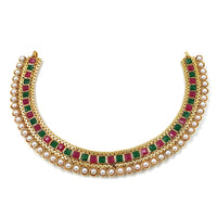 Thumbnail for Gold Plated Traditional White Choker Necklace Jewellery Set For Women/Girls - Wahe Jewels