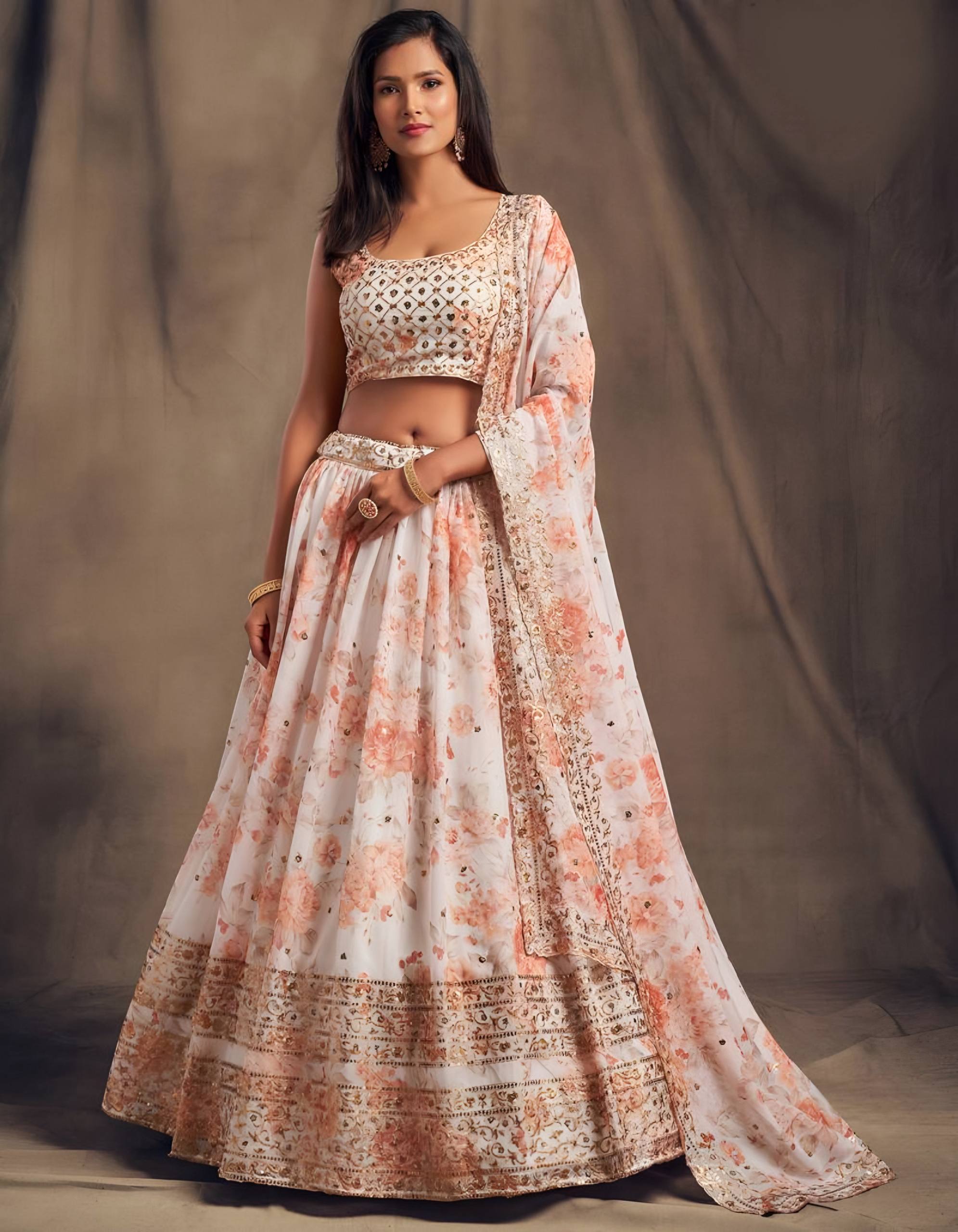 Lehenga Mart Designer Bollywood Style Wedding Wear Lehenga Choli - White