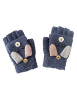 Thumbnail for AHC Baby Winter Gloves Cute Cotton 2-In-1 Half Finger & Full Cover Lovely Animal Warm Mittens Knitted Gloves - Distacart
