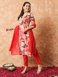Thumbnail for Lyush Women's Rayon Embroidery Straight Kurta with Pant And Dupatta Sets - MultiColour