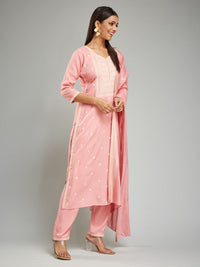 Thumbnail for Lyush Women's Rayon Khadi Printed Straight Kurta with Pant And Dupatta Sets - White