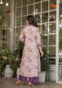 Thumbnail for Lyush Women's Pure Cotton Printed Straight Kurta with Pant And Dupatta Sets - Cream