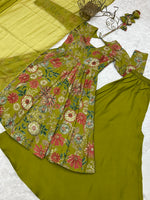 Thumbnail for Evanik Mehendi Pure Romance Silk With Print Kediya With Palazzo Suit