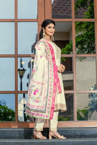 Thumbnail for Lyush Women's Cream Cotton Straight Kurta with Pant And Dupatta Sets