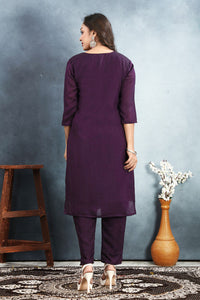 Thumbnail for Lyush Women's Purple Vichitra Straight Kurta with Pant