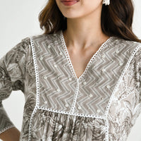 Thumbnail for Lyush Women's Grey Cotton Slub Straight Kurta with Pant