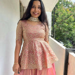 Thumbnail for Teeya Creation Peach Color Crunchy Silk Embroidery Work Festiwal Wear Salwar Suit