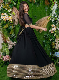 Thumbnail for Malishka Women's Georgette With Embroidered Semi-Stitched Lehenga Choli Set