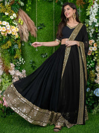 Thumbnail for Malishka Women's Georgette With Embroidered Semi-Stitched Lehenga Choli Set