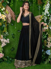 Thumbnail for Malishka Women's Georgette With Embroidered Semi-Stitched Lehenga Choli Set