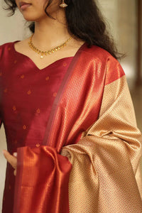 Thumbnail for Lyush Women's Maroon jacquard Silk Woven Straight Kurta Pant With Dupatta