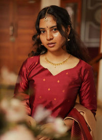 Thumbnail for Lyush Women's Maroon jacquard Silk Woven Straight Kurta Pant With Dupatta