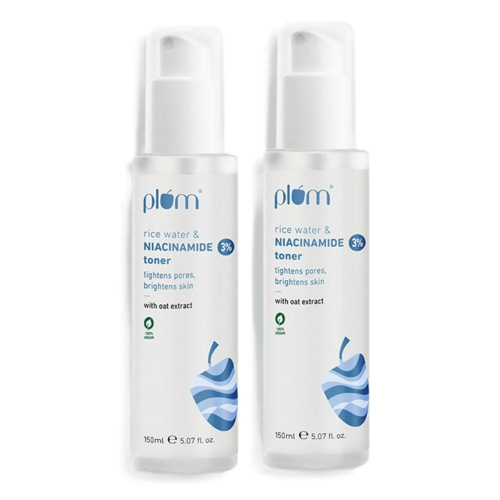 Plum 3% Niacinamide & Rice Water Face Toner - Reduces Pores & Blemishes For Bright Skin - Distacart