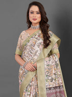 Thumbnail for NOZ2TOZ Women's Manipuri Silk Beige Printed Designer Saree With Blouse Piece - Distacart