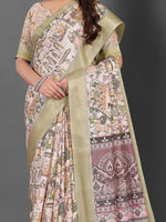 Thumbnail for NOZ2TOZ Women's Manipuri Silk Beige Printed Designer Saree With Blouse Piece - Distacart