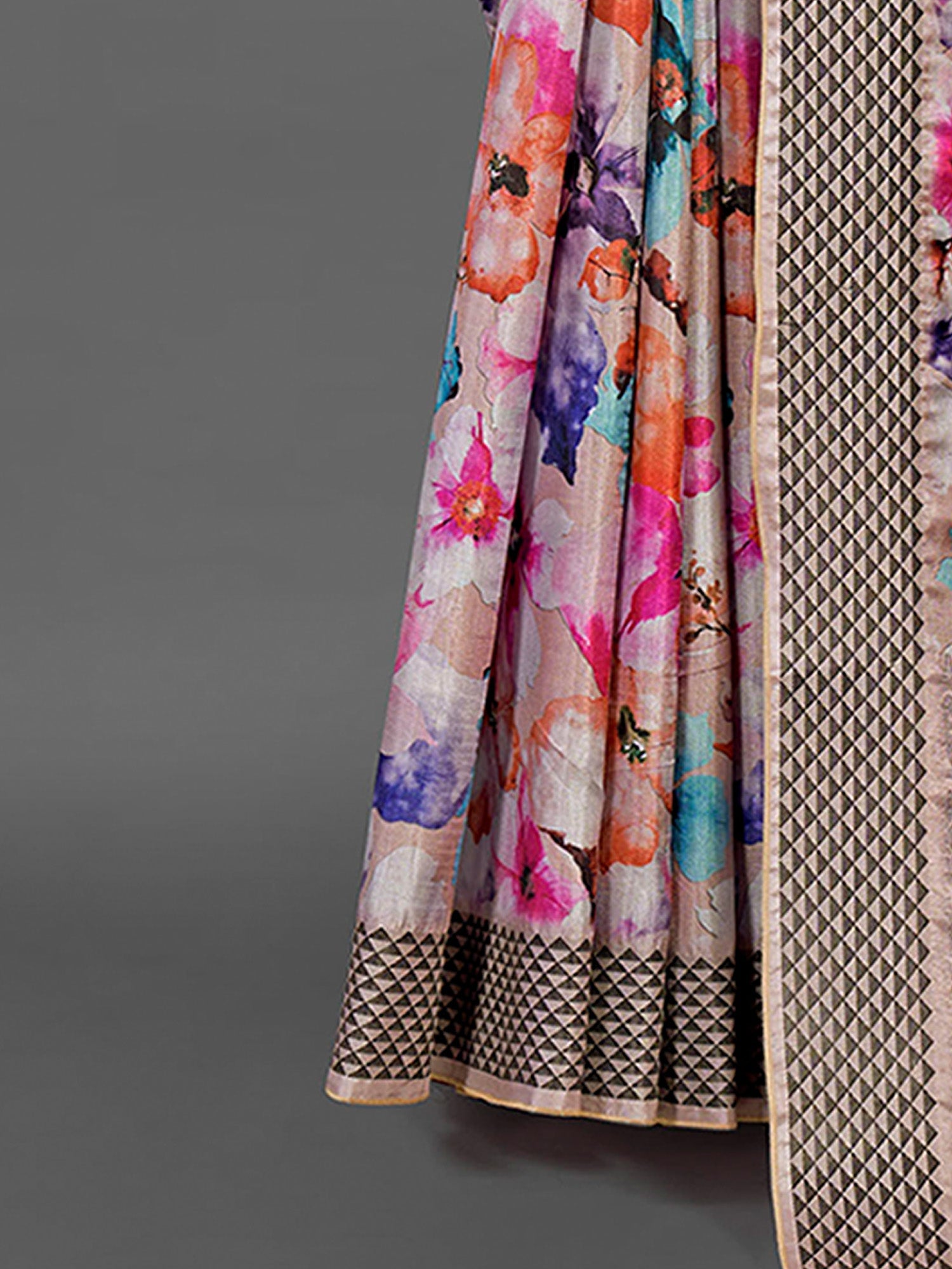 NOZ2TOZ Women's Manipuri Silk Beige Printed Designer Saree With Blouse Piece - Distacart