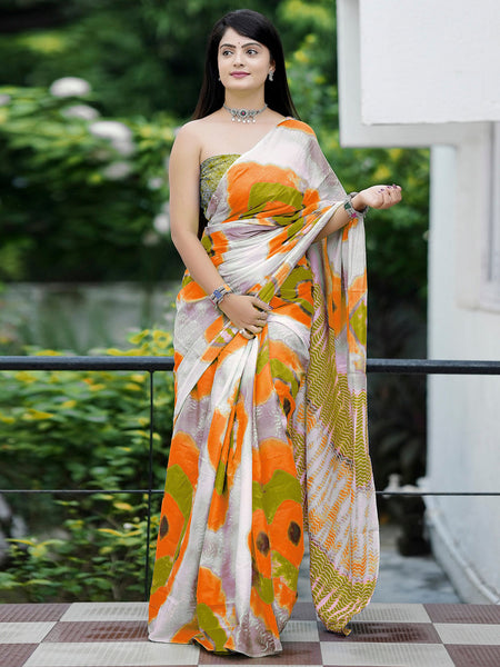 NOZ2TOZ Women's Cotton Olive Printed Designer Saree With Blouse Piece - Distacart