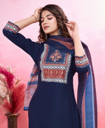 Thumbnail for Prazu Fashion Blue Viscose Silk Printed Kurta Set