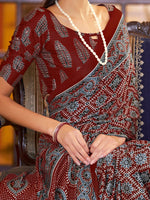 Thumbnail for NOZ2TOZ Women's Crepe Red Printed Designer Saree With Blouse Piece - Distacart