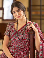 Thumbnail for NOZ2TOZ Women's Crepe Red Printed Designer Saree With Blouse Piece - Distacart