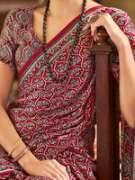 Thumbnail for NOZ2TOZ Women's Crepe Red Printed Designer Saree With Blouse Piece - Distacart
