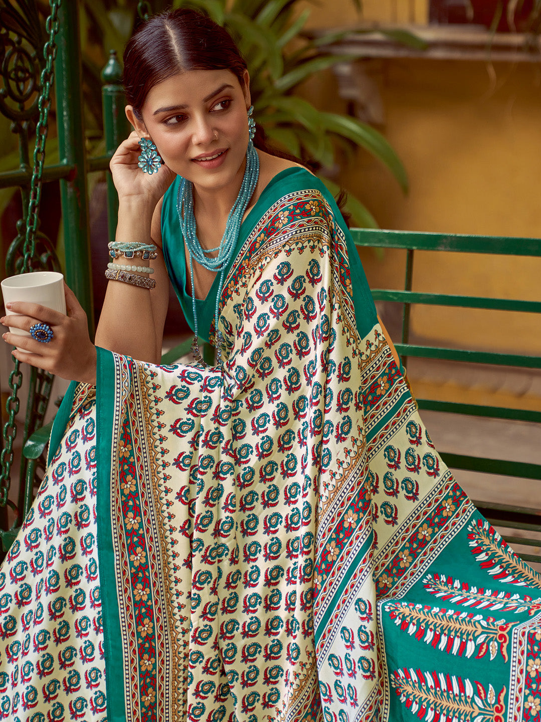 NOZ2TOZ Women's Crepe Blue Printed Designer Saree With Blouse Piece - Distacart