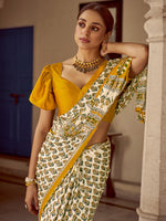 Thumbnail for NOZ2TOZ Women's Crepe Mustard Printed Designer Saree With Blouse Piece - Distacart