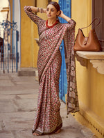 Thumbnail for NOZ2TOZ Women's Crepe Brown Printed Designer Saree With Blouse Piece - Distacart