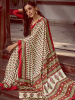 Thumbnail for NOZ2TOZ Women's Crepe Red Printed Designer Saree With Blouse Piece - Distacart