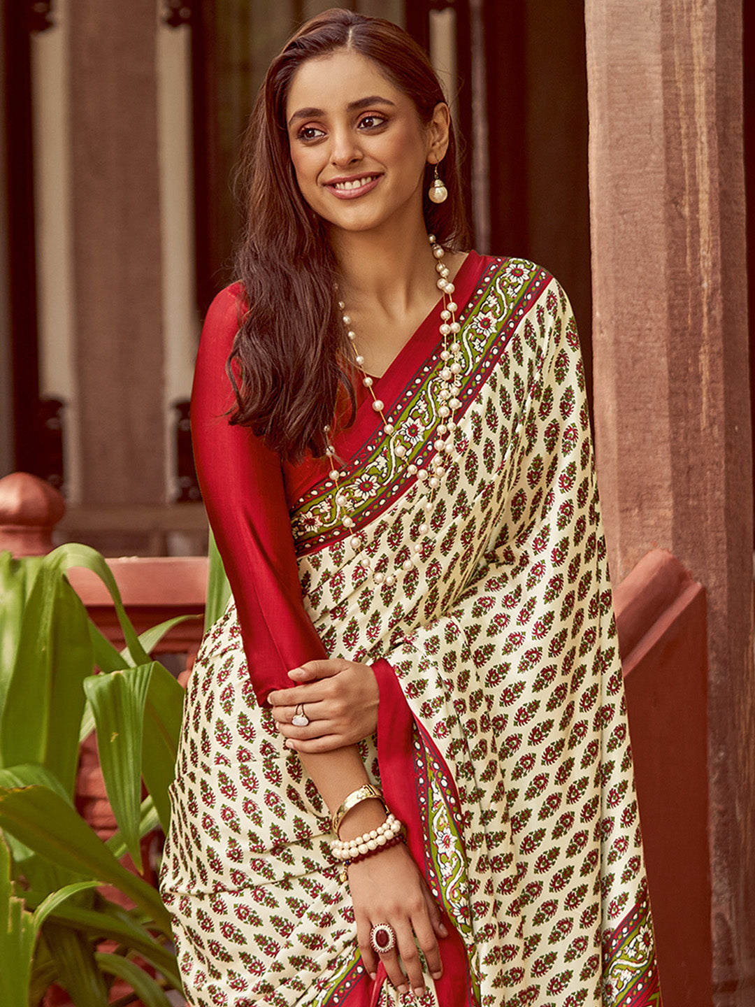 NOZ2TOZ Women's Crepe Red Printed Designer Saree With Blouse Piece - Distacart