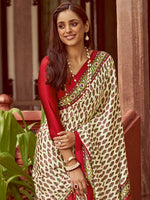 Thumbnail for NOZ2TOZ Women's Crepe Red Printed Designer Saree With Blouse Piece - Distacart
