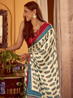 Thumbnail for NOZ2TOZ Women's Crepe Red Printed Designer Saree With Blouse Piece - Distacart