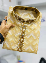 Thumbnail for Prazu Fashion Beige Soft Silk With Heavy Neck Design Kurta
