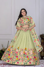 Thumbnail for Lehenga Mart Patel Green Crystal Desigenr Wedding Lehnega Choli