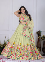 Thumbnail for Lehenga Mart Patel Green Crystal Desigenr Wedding Lehnega Choli