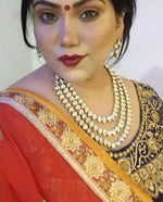 Thumbnail for Jewel City Elegant Three-Layer Kundan Crystal Necklace Set | Royal Bridal Wedding Jewelry