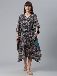 Thumbnail for Ahalyaa Crepe Black Digital & Foil Floral Printed Kaftan