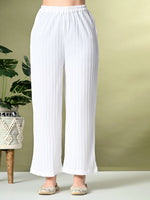 Thumbnail for Myshka Women's Self Design Shoulder Straps Kurta & Palazzos Sets in White Color - Distacart