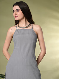 Thumbnail for Myshka Women's Self Design Shoulder Straps Kurta & Palazzos Sets in Grey Color