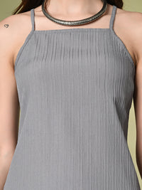 Thumbnail for Myshka Women's Self Design Shoulder Straps Kurta & Palazzos Sets in Grey Color