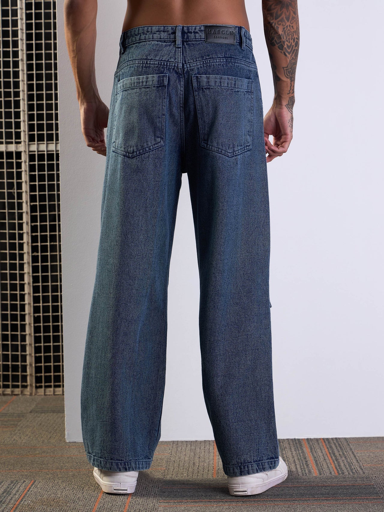 Lyush Men Blue Multi Pocket Baggy Jeans