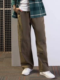 Thumbnail for Lyush Men Khaki Front Detail Baggy Cargo Jeans