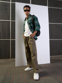 Thumbnail for Lyush Men Khaki Front Detail Baggy Cargo Jeans