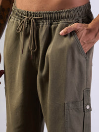 Thumbnail for Lyush Men Khaki Front Detail Baggy Cargo Jeans