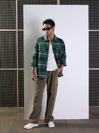 Thumbnail for Lyush Men Khaki Front Detail Baggy Cargo Jeans