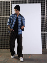 Thumbnail for Lyush Men Black Front Detail Baggy Cargo Jeans