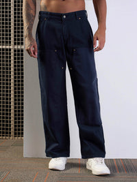 Thumbnail for Lyush Men Navy Blue Relax Fit Carpenter Jeans